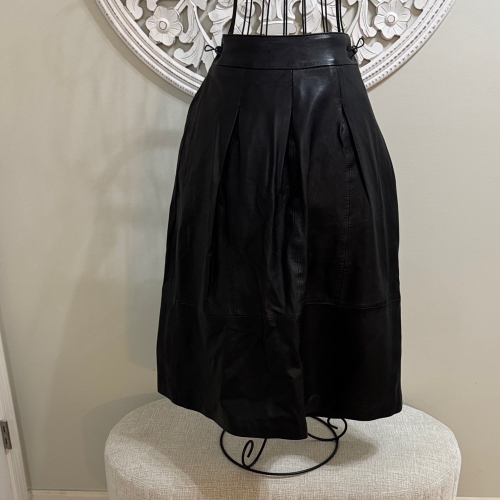 Chic Black A-Line Leather Skirt